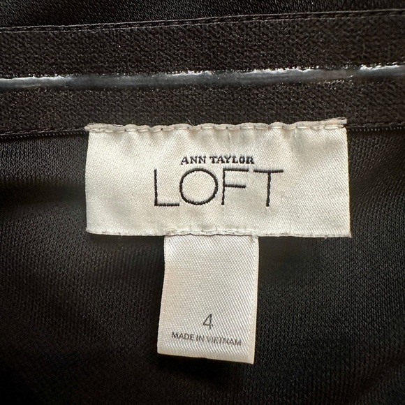 ANN TAYLOR LOFT, BLACK HALTER DRESS WITH BLACK & WHITE PRINT HALTER TIE. SIZE 4 - Picture 5 of 6